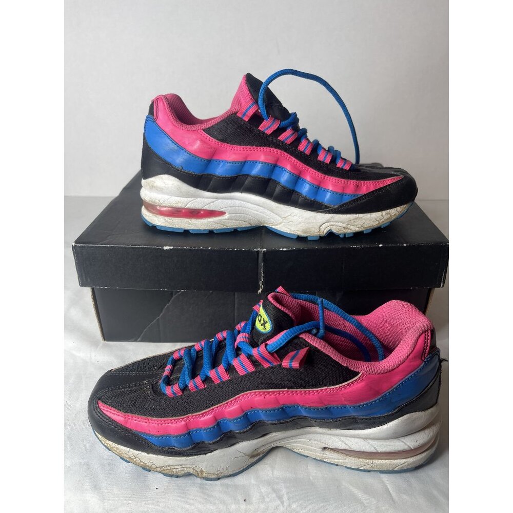NIKE AIR MAX 95 LE SNEAKERS BLACK/PINK/ SKY-BLUE KIDS SIZE‎ 5Y (310830-007)